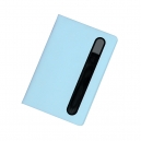 Libreta en curiel, porta pluma tamaño A5 80 hojas color: azul, gris, rosa.