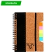 Libreta con pasta tipo corcho, regla y banderas auto adheribles, 80 hojas