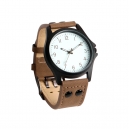 Reloj de pulso unisex, caja metálica correa semipiel café, negro y verde.