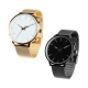 Reloj de pulso unisex con caja metálica extensible metálico dorado y negro