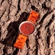 Reloj de pulso unisex caja metálica extensible de madera de sándalo rojo