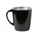Taza de acero inoxidable doble pared con tapa transparente, 12 oz