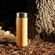 Cilindro de acero inoxidable y bamboo con tapa metálica capacidad 420ml