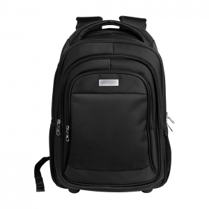 Mochila con ruedas, compartimentos central y frontal para laptop, nylon.