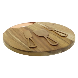 Quesera de madera de acacia Verona 3 palitas queso y mango de metal