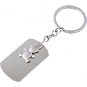 Llavero metálico de placa y figura de osito Ideal para regalo y recuerdos