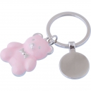 Llavero metálico esmaltado con forma de osito con moño Color rosa