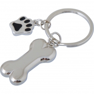 Llavero metálico con forma de hueso y huella para regalo