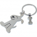 Llavero metálico con figuras de perro y hueso Color gris