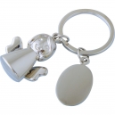 Llavero metálico con figura de ángel y placa personalizada Color gris