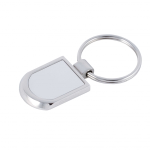 Llavero metálico rectangular de doble vista con placas de aluminio
