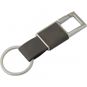 Llavero metálico con curpiel Color gris Oxford