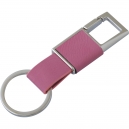 Llavero metálico con curpiel Color gris rosa