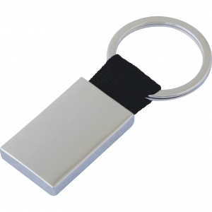 Llavero metálico con cinta tejida Color gris negro