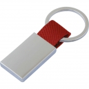 Llavero metálico con cinta tejida Color gris rojo