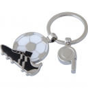 Llavero metálico esmaltado con figuras de balón, silbato y zapatos