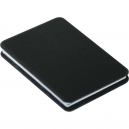 Espejo metálico rectangular doble con cubierta de curpiel Color negro