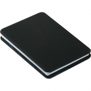 Espejo metálico rectangular doble con cubierta de curpiel Color negro