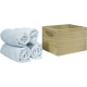 Set toallero con estuche de madera y 4 toallas 30 x 30 cm
