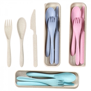 Set de cubiertos de fibra de trigo con estuche Hampi ecológico