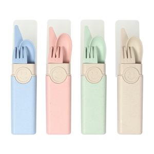 Set de cubiertos de fibra de trigo con estuche Hampi ecológico