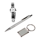 Set ejecutivo de reloj llavero y bolígrafo en estuche