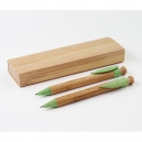 Set de bolígrafo y lapicero de bambú y fibra de trigo Plasencia