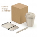 Set Trigal de Vaso pluma y libreta de paja de Trigo