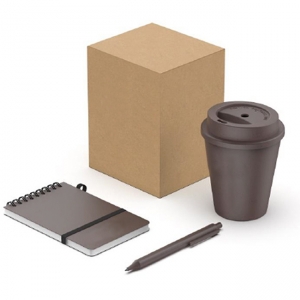 Set Coffee Husk vaso pluma y libreta hecho de Café