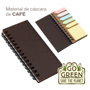 Cuaderno hecho de café tipo regla con notas ecológica