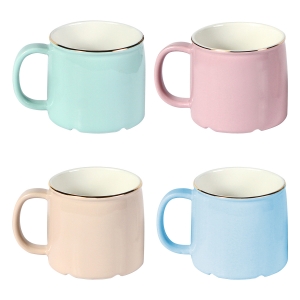 Taza de cerámica con borde dorado 350 ml