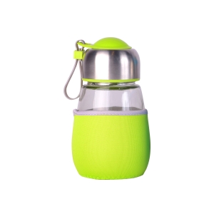 Mini cilindro de cristal verde con funda de neopreno 400 ml
