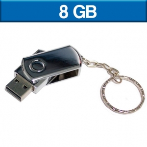 Memoria USB mini giratoria con llavero y 8 GB