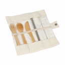 Set de cubiertos de bambú con estuche de tela