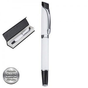 Bolígrafo metálico roller con estuche de cierre magnético
