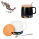 Taza de cerámica acabado mate con tapa de bambú de 450 ml