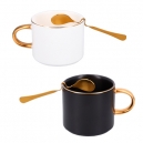 Taza de cerámica con cuchara de acero inoxidable de 220 ml