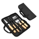 Set de BBQ en estuche de poliéster y sujetadores de madera