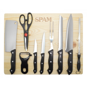 Set de cuchillos con tabla para picar inclu 10 pz