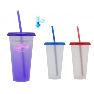 Vaso de plástico con tapa a presión con 700 ml