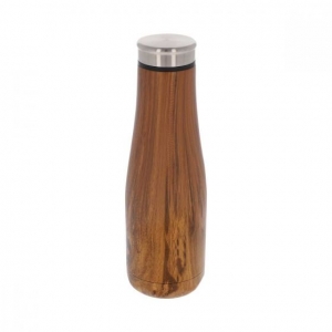 Termo de acero inoxidable con diseño de madera con 600 ml