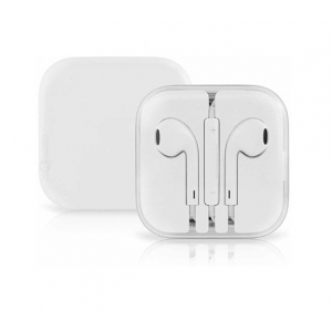 Audífonos de cable blancos con caja