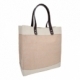 Bolsa de yute cosida y asa de curpiel
