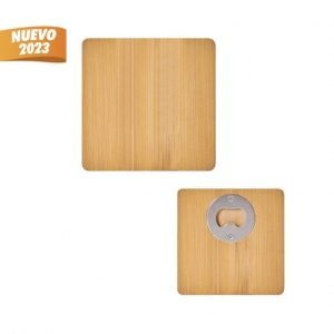 Portavasos de bambú con destapador