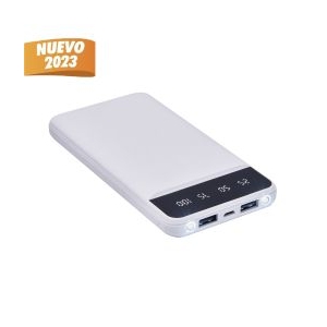 Power bank color blanco con capacidad de 10 000 mAh