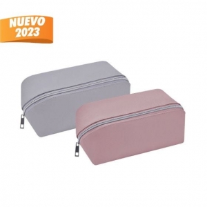 Cosmetiquera de curpiel con dos colores diferentes