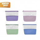 Cosmetiquera de plástico con diseño conbinado de PVC