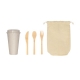 Set de cubiertos ecológicos y vaso de plástico
