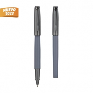 Bolígrafo metálico con tapa de color gris