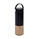 Termo de acero inoxidable con bambú en la parte inferior cap 400 ml